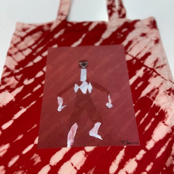 Art On Fabric Power Ranger Tie Dye Cotton Tote Bag - Picture 2 of 6
